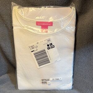 Woman Within White Waffle-Knit Women's Thermal Undershirt